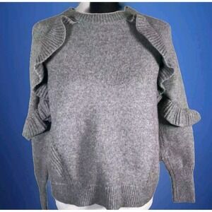 Time‎ and Tru Pullover Sweater Shimmering Gray Soft Ruffle Knit Sz L 12-14   21B
